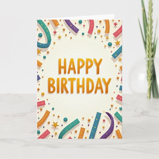 Carte de rubans floraux d'anniversaire (Devant)