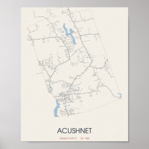 Carte de rue d'Acushnet Massachusetts Poster