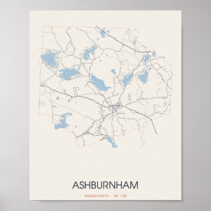 Carte de rue d'Ashburnham Massachusetts Poster