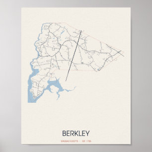 Carte de rue de Berkley Massachusetts Poster