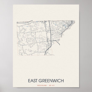 Carte de rue d'East Greenwich Rhode Island Poster