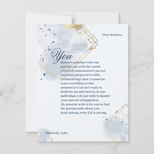 Carte de rupture bleue et or (Devant)