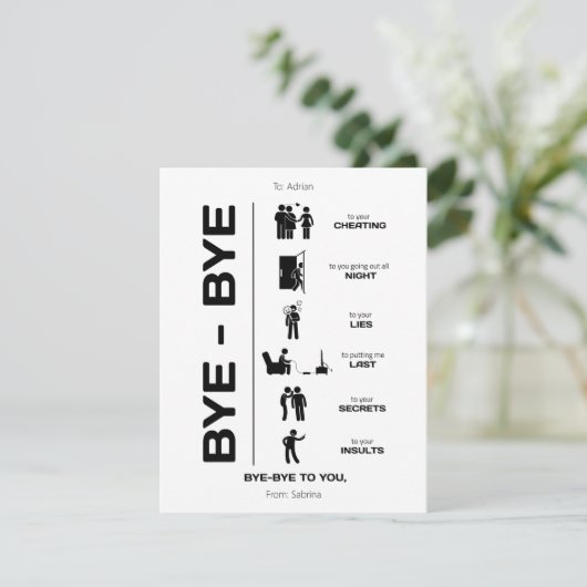 Carte de rupture Bye Bye (Debout devant)
