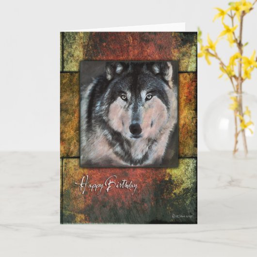 Carte de Rustic Wolf Birthday (Fleur jaune)