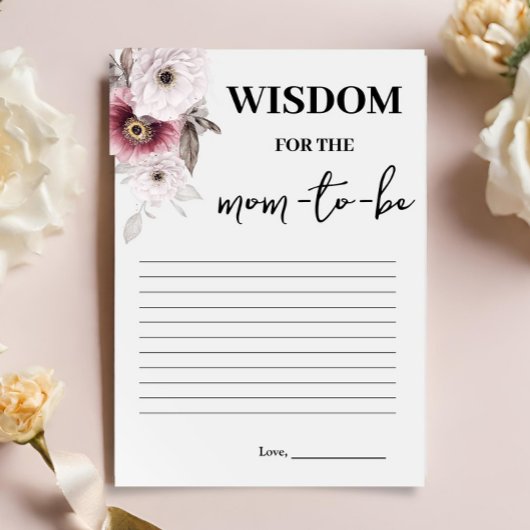 Carte de sagesse florale pour la future maman