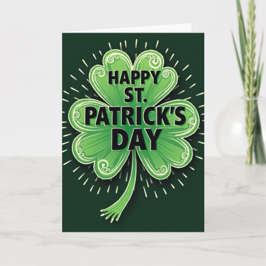 Carte de Saint-Patrick à motif de trèfle vert (Devant)
