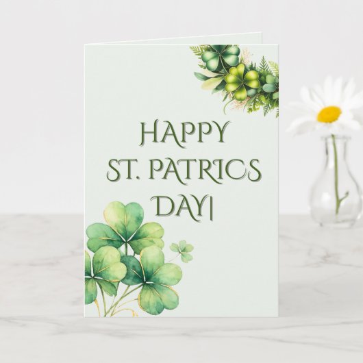 Carte de Saint-Patrick au trèfle aquarelle (Petite plante)