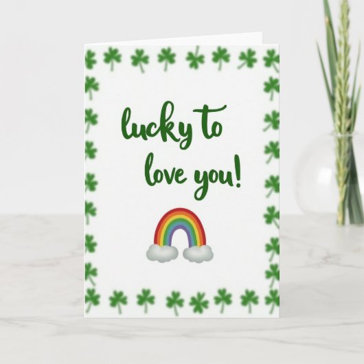 Carte de Saint-Patrick 'Chanceux de t'aimer' (Devant)