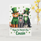 Carte de Saint-Patrick Chats Trèfle (Fleur jaune)