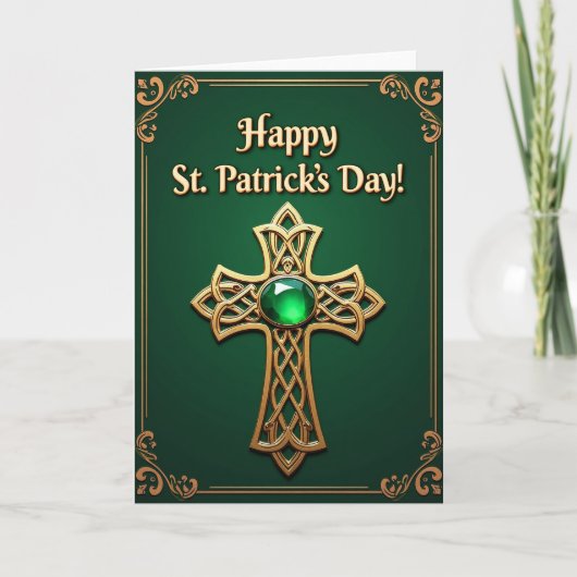 Carte de Saint-Patrick en or celtique (Devant)