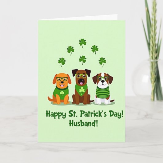 Carte de Saint-Patrick Faux Chiens en Or (Devant)
