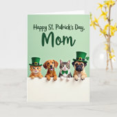 Carte de Saint-Patrick Faux Gold Pets Joyeux (Fleur jaune)