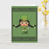 Carte de Saint-Patrick fille lutin (Fleur jaune)