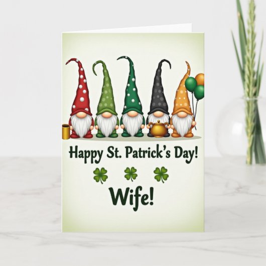 Carte de Saint-Patrick Gnome à pois joyeux (Devant)