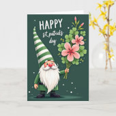 Carte de Saint-Patrick Gnome Blooms Joyeuse (Fleur jaune)