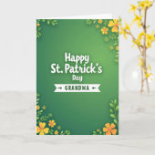 Carte de Saint-Patrick Grand-mère Florale Verte (Fleur jaune)