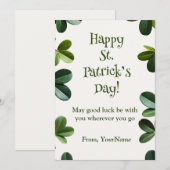 Carte de Saint-Patrick joyeuse avec une végétation (Devant / Derrière)