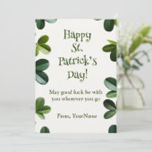 Carte de Saint-Patrick joyeuse avec une végétation (Debout devant)