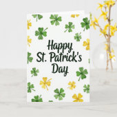 Carte de Saint-Patrick Joyeuse Écriture Émeraude (Fleur jaune)