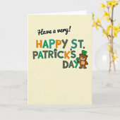 Carte de Saint-Patrick Ourson Trèfle Chanceux (Fleur jaune)