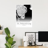 Carte de Saint-Pétersbourg - Floride - Poster de l (Bureau à domicile)