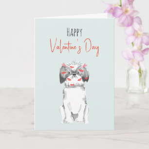 Carte de Saint-Valentin à l'aquarelle de chiens mi