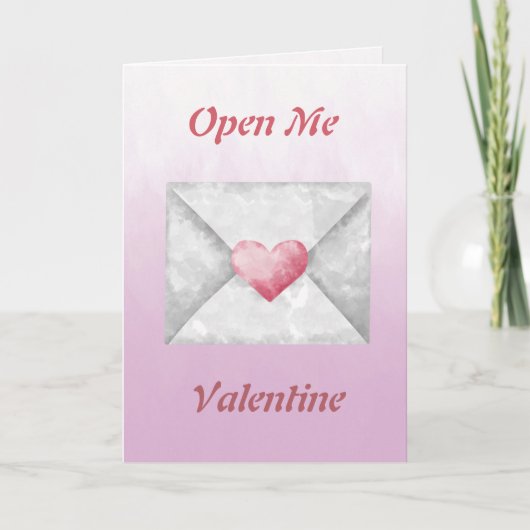 Carte de Saint-Valentin à l'aquarelle Open Me (Devant)