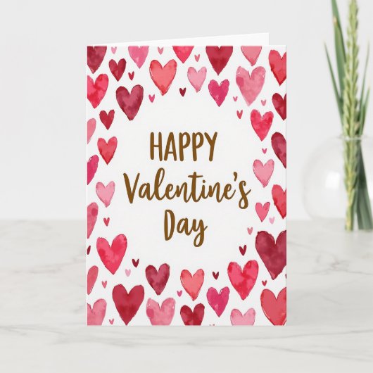 Carte de Saint-Valentin à l'aquarelle rose (Devant)