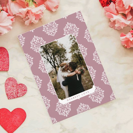 Carte de Saint-Valentin à motif Damassé Classique