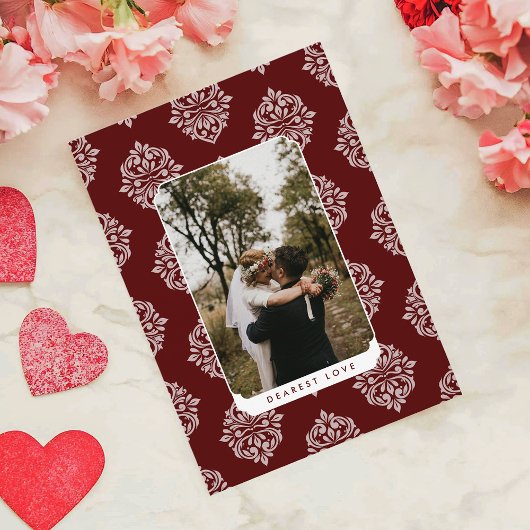 Carte de Saint-Valentin à motif Damassé Classique 