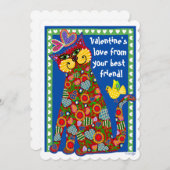 Carte de Saint-Valentin à plat de chat d'art popul (Devant / Derrière)