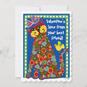 Carte de Saint-Valentin à plat de chat d'art popul (Devant)