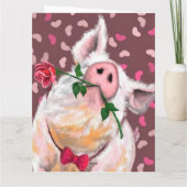 Carte de Saint-Valentin accrocheuse avec cochon ro (Dos)