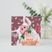 Carte de Saint-Valentin Accrocheuse Cochon Drôle a (Debout devant)