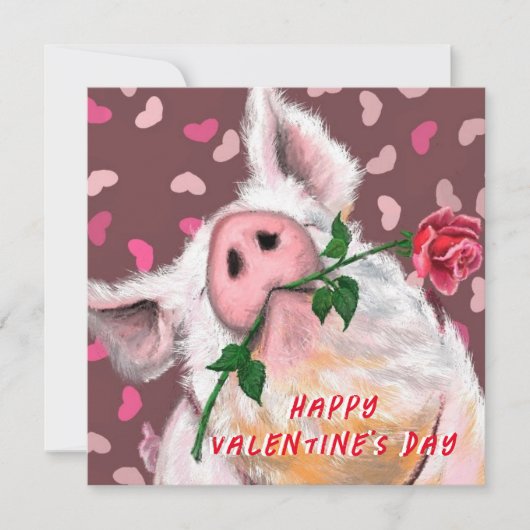 Carte de Saint-Valentin Accrocheuse Cochon Drôle a (Devant)