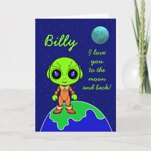 Carte de Saint-Valentin Alien avec nom par Jo Imag (Devant)