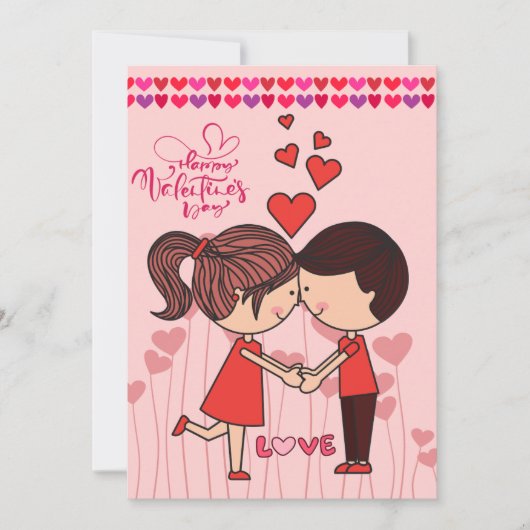 Carte de Saint-Valentin amour couple mignon (Devant)