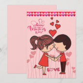Carte de Saint-Valentin amour couple mignon heureu (Devant / Derrière)