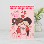 Carte de Saint-Valentin amour couple mignon heureu (Debout devant)
