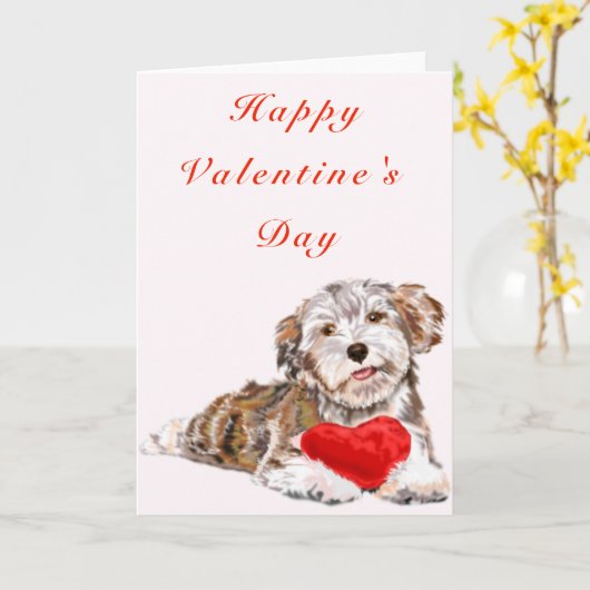 Carte de Saint-Valentin Animaux de compagnie avec  (Fleur jaune)