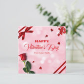 Carte de Saint-Valentin anniversaire rose rouge (Debout devant)