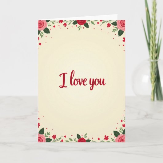 Carte de Saint-Valentin aux Roses Rouges Amour (Devant)