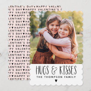 Carte de Saint-Valentin avec câlins et bisous en p