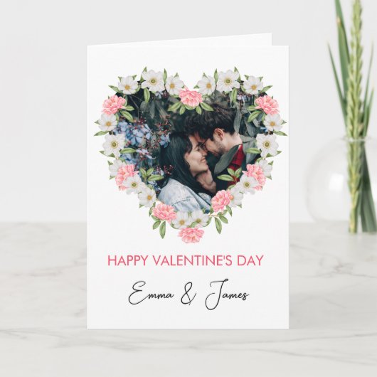 Carte de Saint-Valentin avec photo Cœur Rouge (Devant)