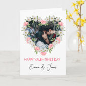 Carte de Saint-Valentin avec photo Cœur Rouge (Fleur jaune)