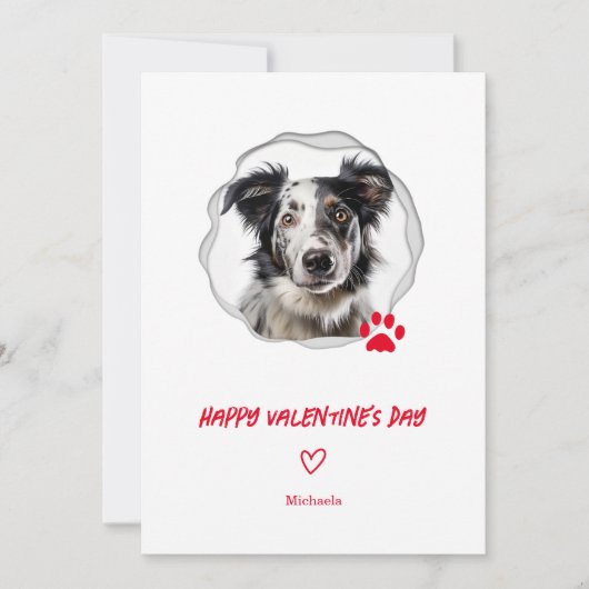 Carte de Saint-Valentin avec photo de chien et cœu (Devant)