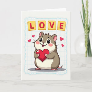 Carte de Saint-Valentin avec un hamster mignon et