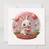 Carte de Saint-Valentin avec un lapin bébé mignon  (Devant)