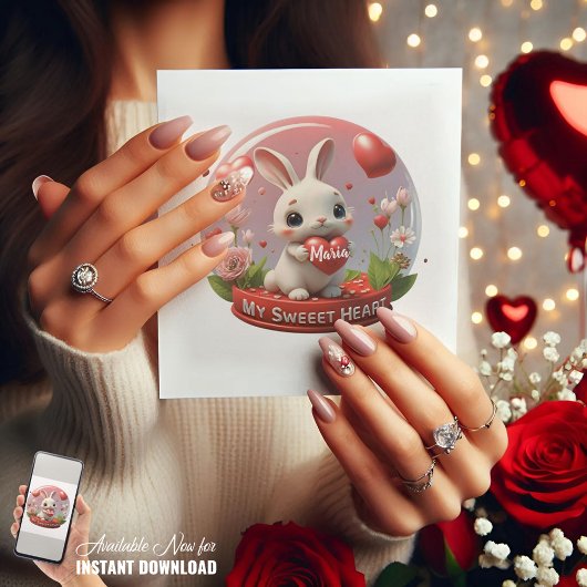 Carte de Saint-Valentin avec un lapin bébé mignon 