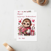 Carte de Saint Valentin Bébé Singe (Devant/Arrière en situation)